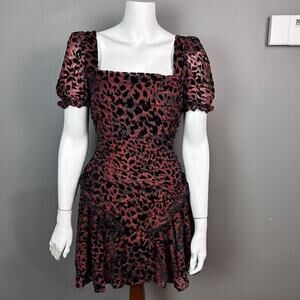 Misha dress size 2 burnout velvet whimsigoth mini puff sleeve dark romantic vamp